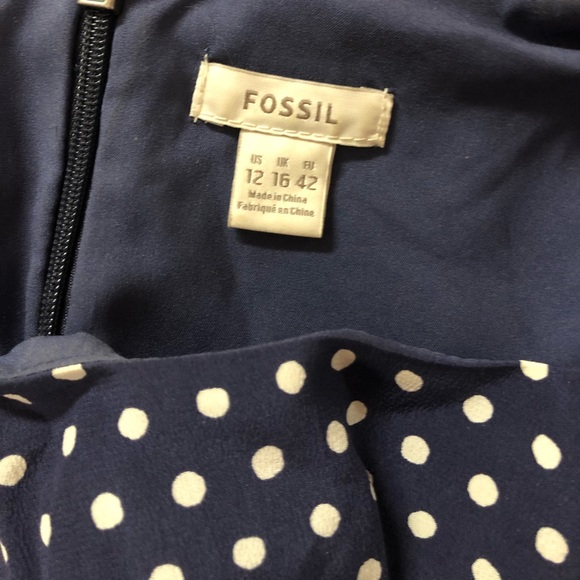 Fossil Navy Polka-dot Silk Dress - Picture 2 of 3